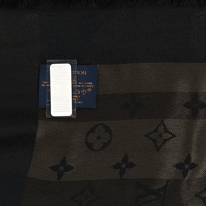 Louis Vuitton Silk Lurex Wool So Shine Monogram Shawl Black 3 of 3