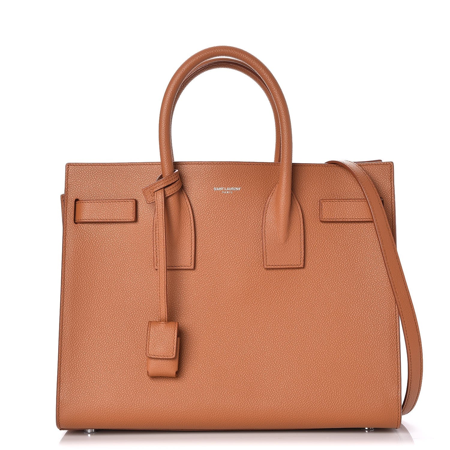Saint Laurent Grained Calfskin Small Sac de Jour Saddle Brown 1 of 8