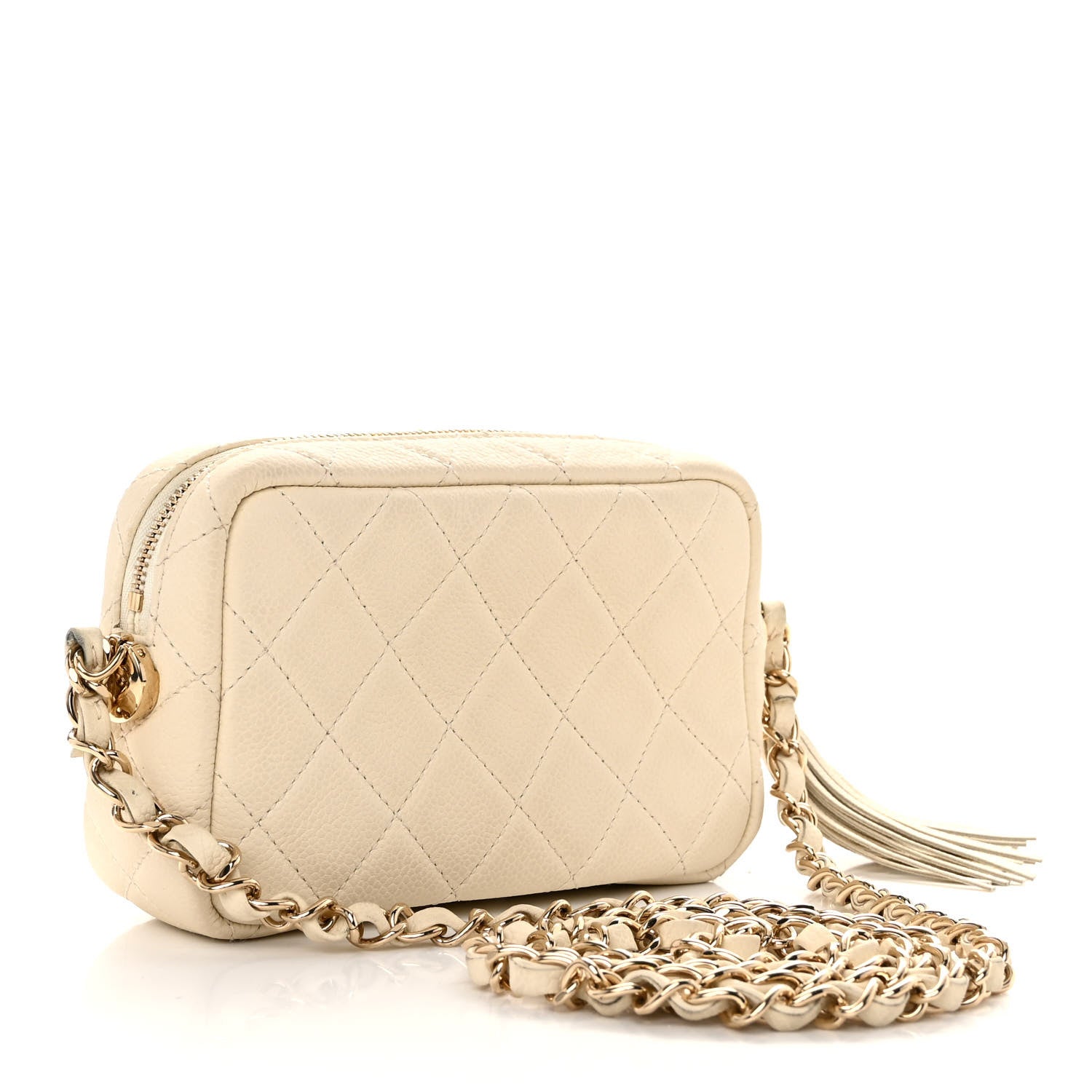 Chanel Caviar Quilted Mini Coco Tassel Camera Case White 3 of 15