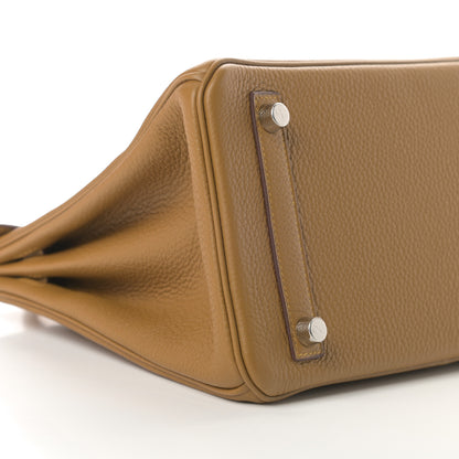 Hermes Togo Verso Birkin 25 Bronze Dore Bleu Brume 9 of 11