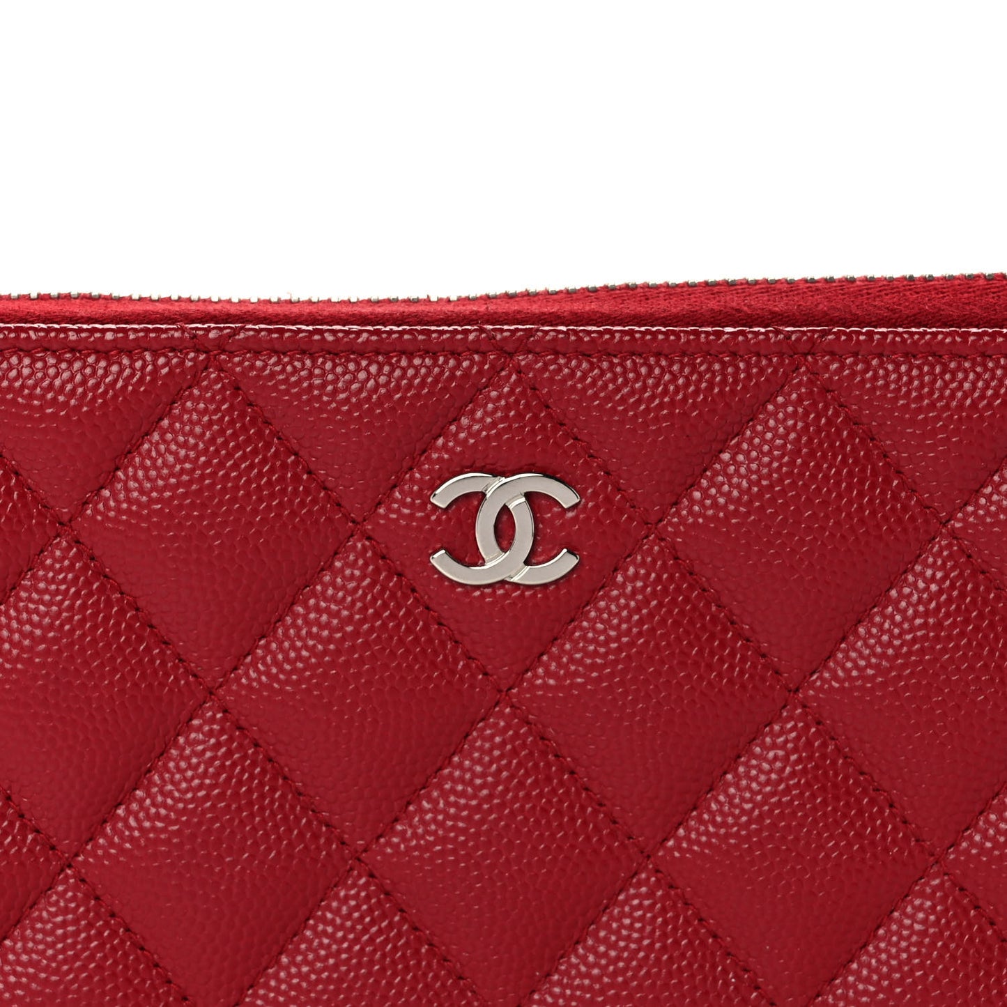 Caviar Quilted Large Gusset Zip Around Wallet Red