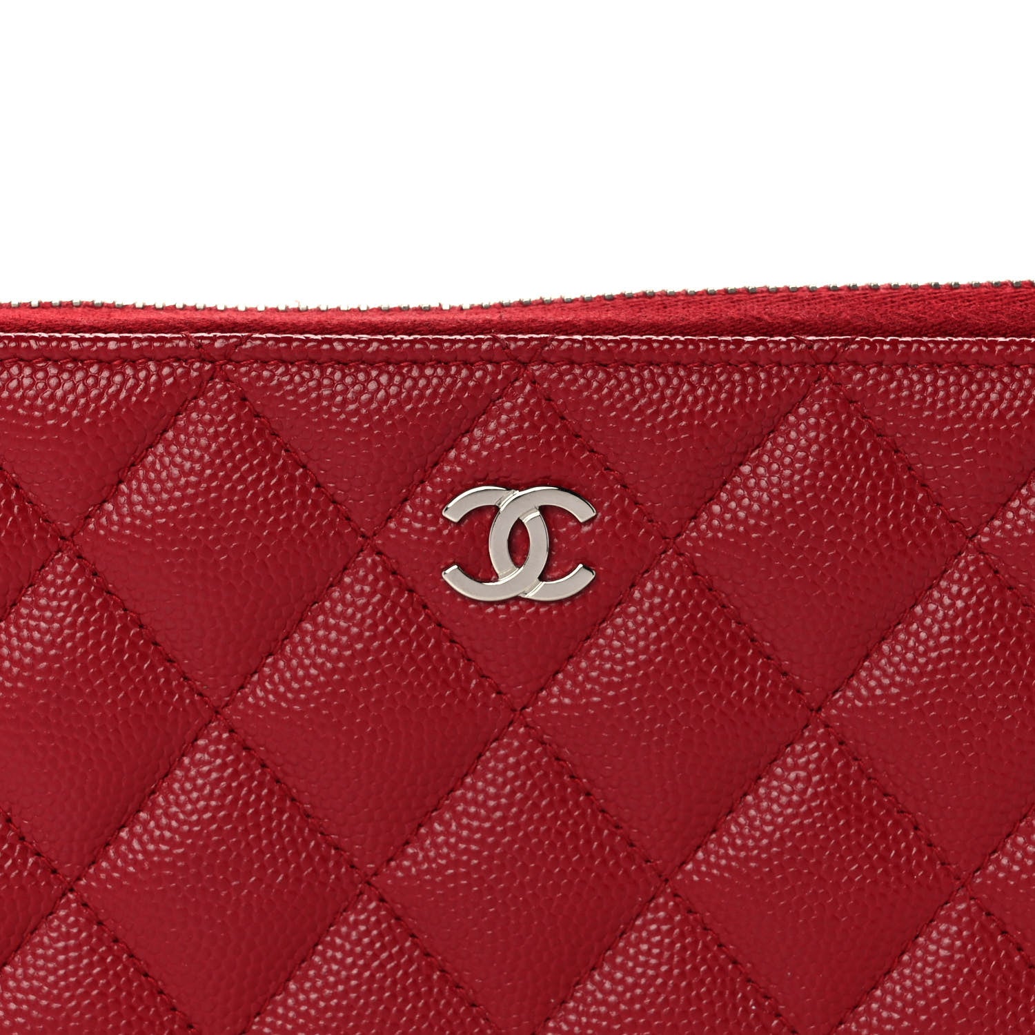 Chanel Caviar Quilted Large Gusset Zip Around Wallet Red 9 of 12