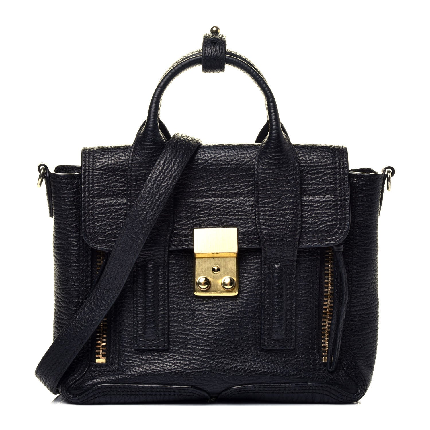 3.1 Phillip Lim Textured Calfskin Mini Pashli Satchel Black 1 of 10