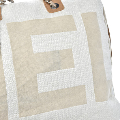 Chanel Canvas Maxi Bowling Bag White Beige 10 of 11