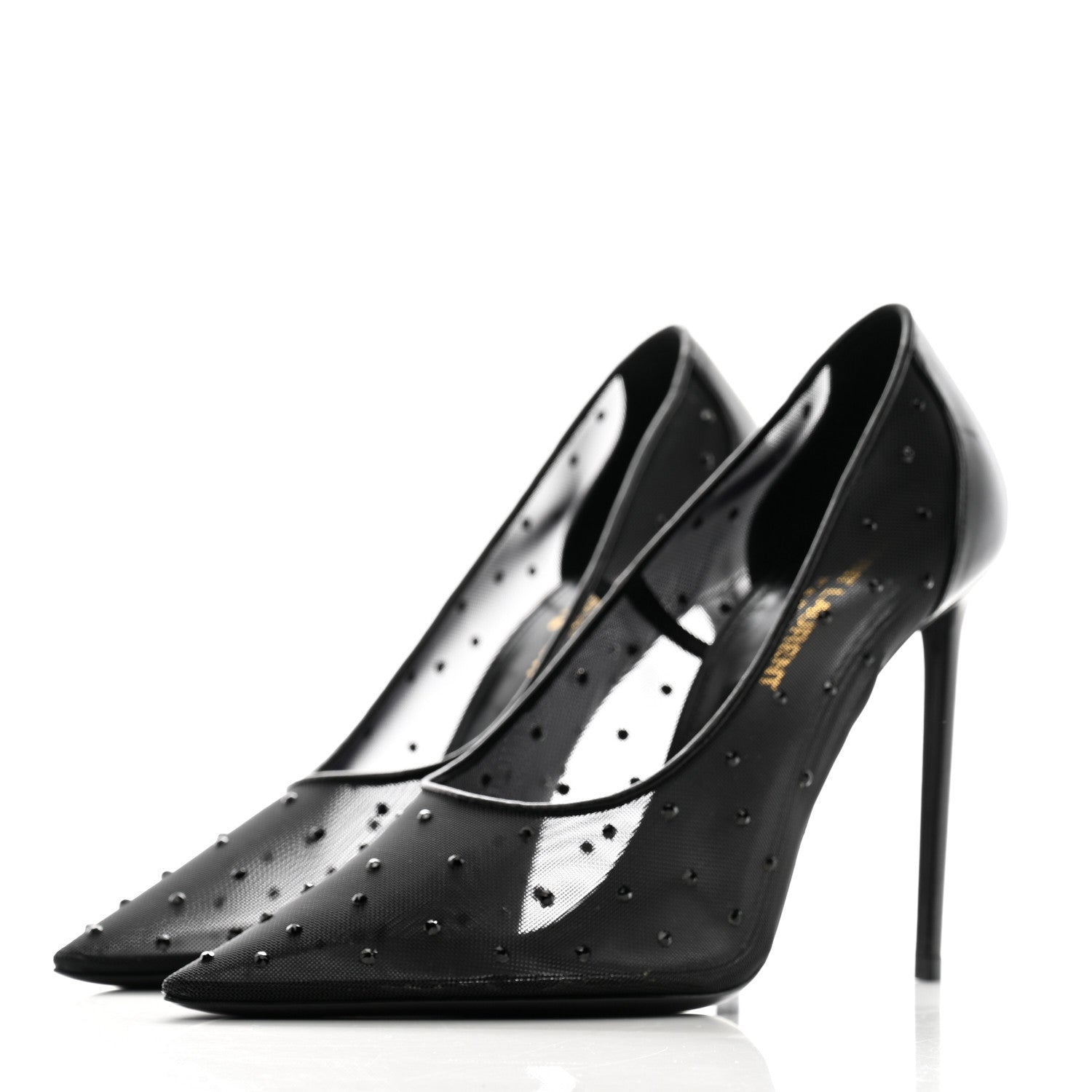 Saint Laurent Rhinestone Mesh 105 Anja Pumps 37 Black 4 of 8