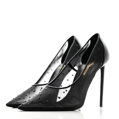 Saint Laurent Rhinestone Mesh 105 Anja Pumps 37 Black 4 of 8