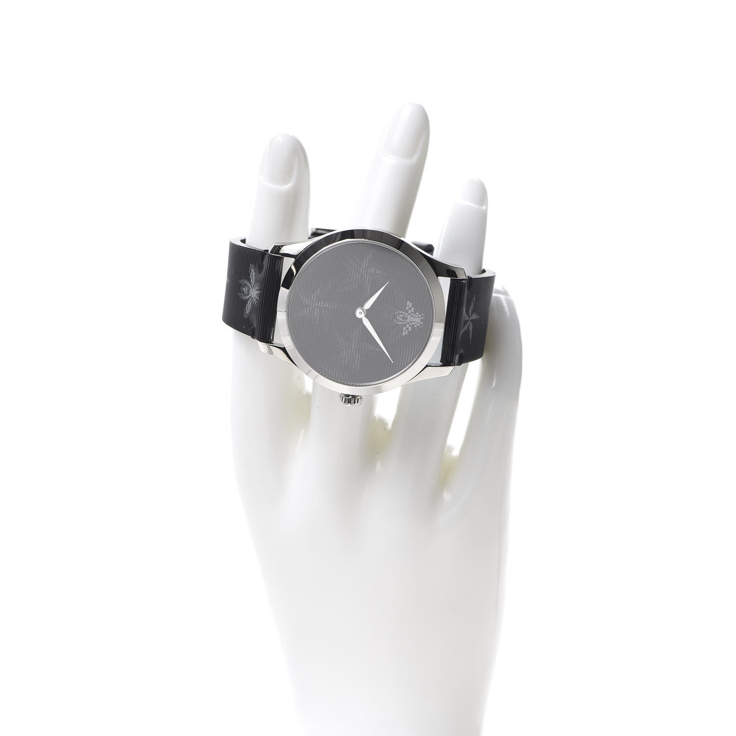 Gucci Stainless Steel Calfskin 38mm G-Timeless Bee Star Hologram Quartz Watch Black 2 of 6