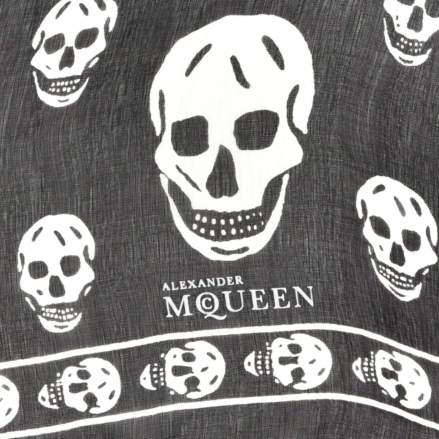 Silk Chiffon Skull Scarf Black Ivory