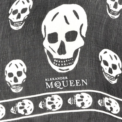 Alexander McQueen Silk Chiffon Skull Scarf Black Ivory 2 of 3