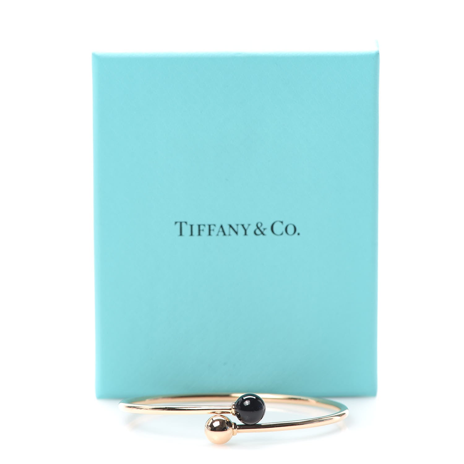 Tiffany 18K Rose Gold Black Onyx 8mm HardWear Ball Bypass Bracelet 5 of 5