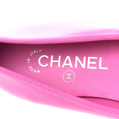 Chanel Lambskin Grosgrain Cap Toe CC Ballerina Flats 38 Pink Black 7 of 8
