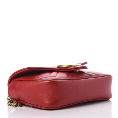 Gucci Calfskin Matelasse Super Mini GG Marmont Shoulder Bag Hibiscus Red 4 of 11