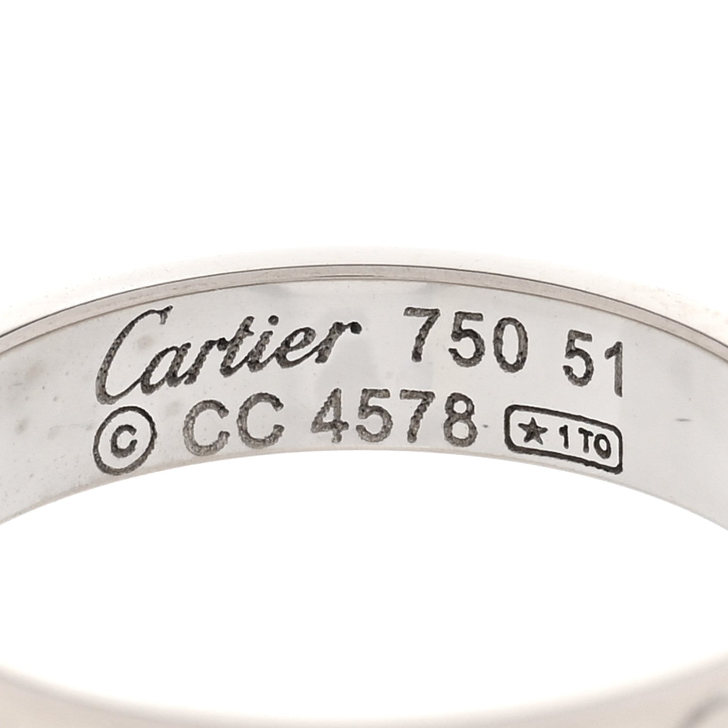 Cartier 18K White Gold 3.5mm LOVE Wedding Band Ring 51 5.75 4 of 4