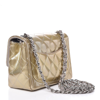 Chanel Striated Patent Quilted Mini Square Flap Gold 3 of 8