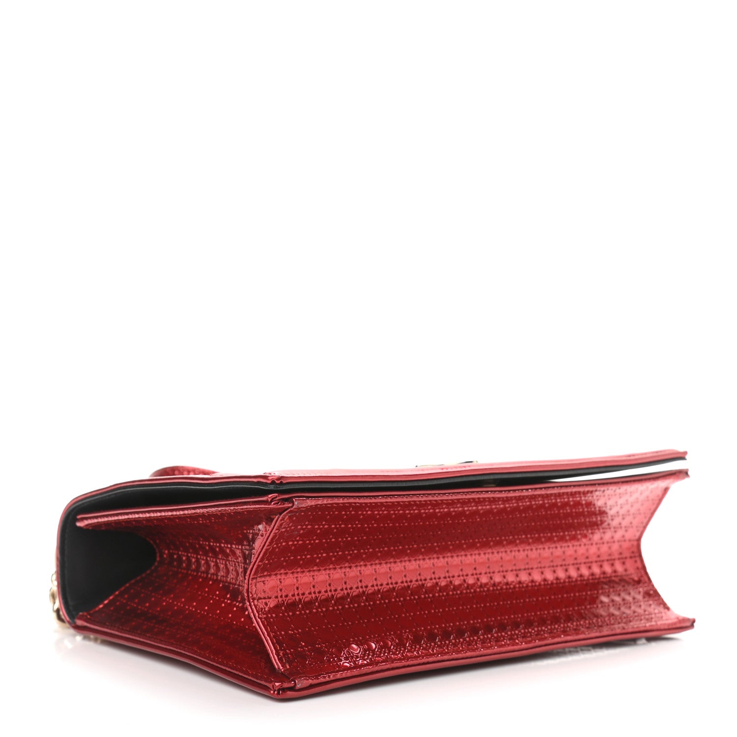 Christian Dior Metallic Patent Micro-Cannage Medium Diorama Flap Bag Red 3 of 11