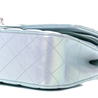 Chanel Iridescent Calfskin Quilted Medium Double Flap Light Blue 8 of 9