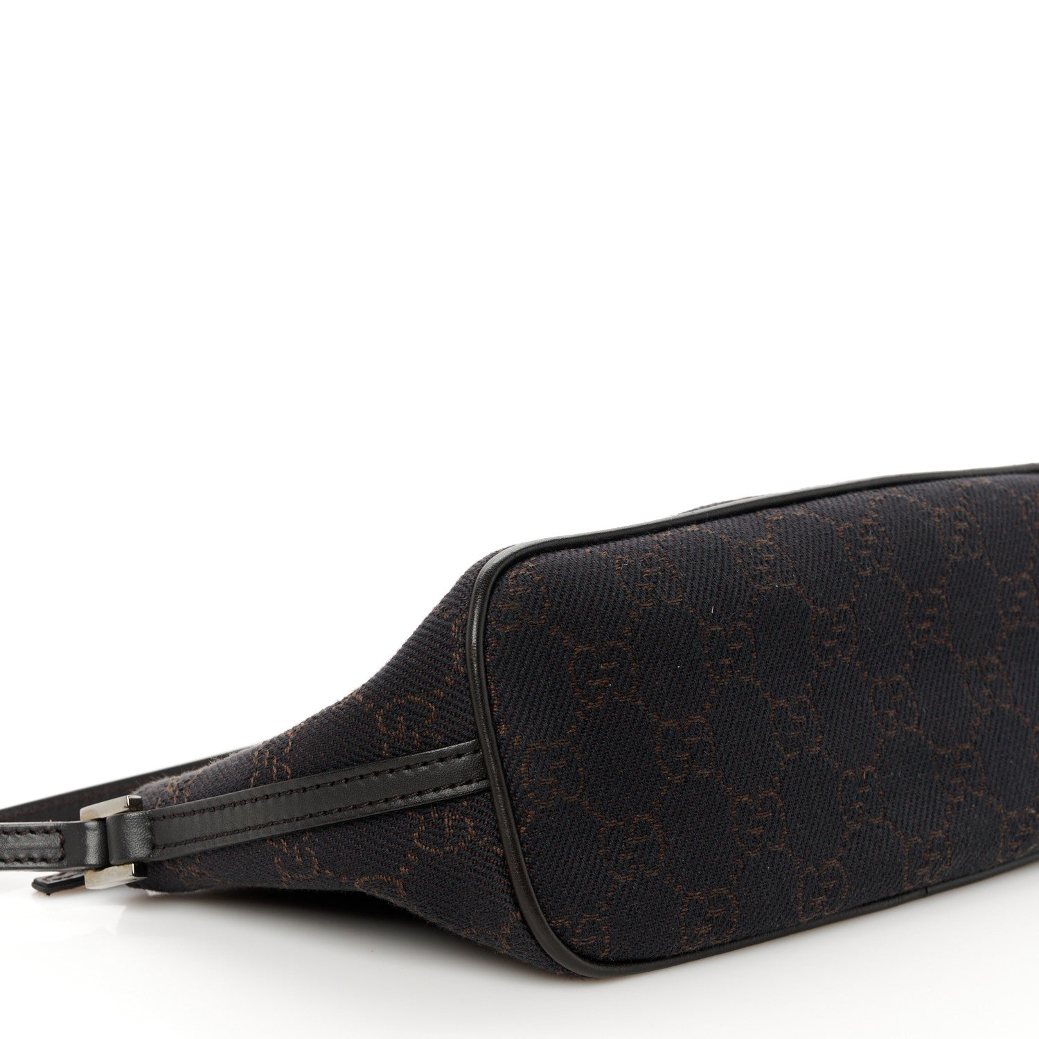 Gucci Denim Monogram Boat Pochette Dark Brown 9 of 10