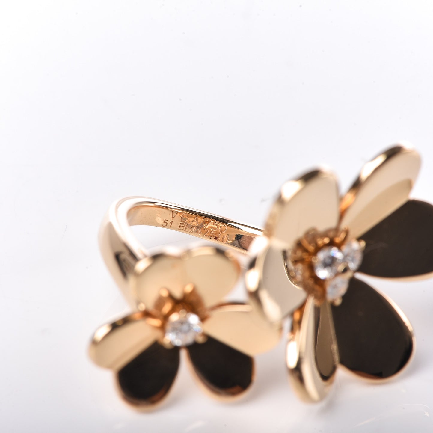 18K Yellow Gold Diamond Frivole Between The Finger Ring 51 5.75