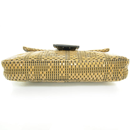 Fendi Patent Woven Baguette Natural Black 4 of 8
