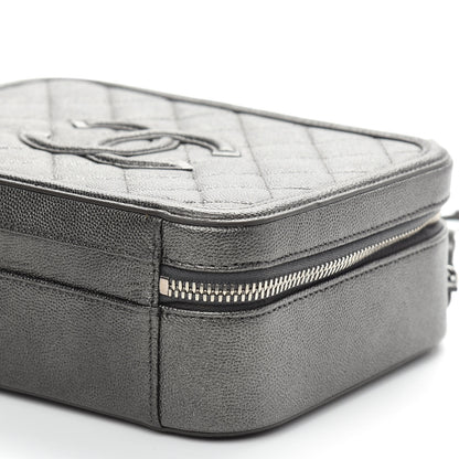 Chanel Metallic Caviar Quilted Medium CC Filigree Vanity Case Dark Silver 9 of 9