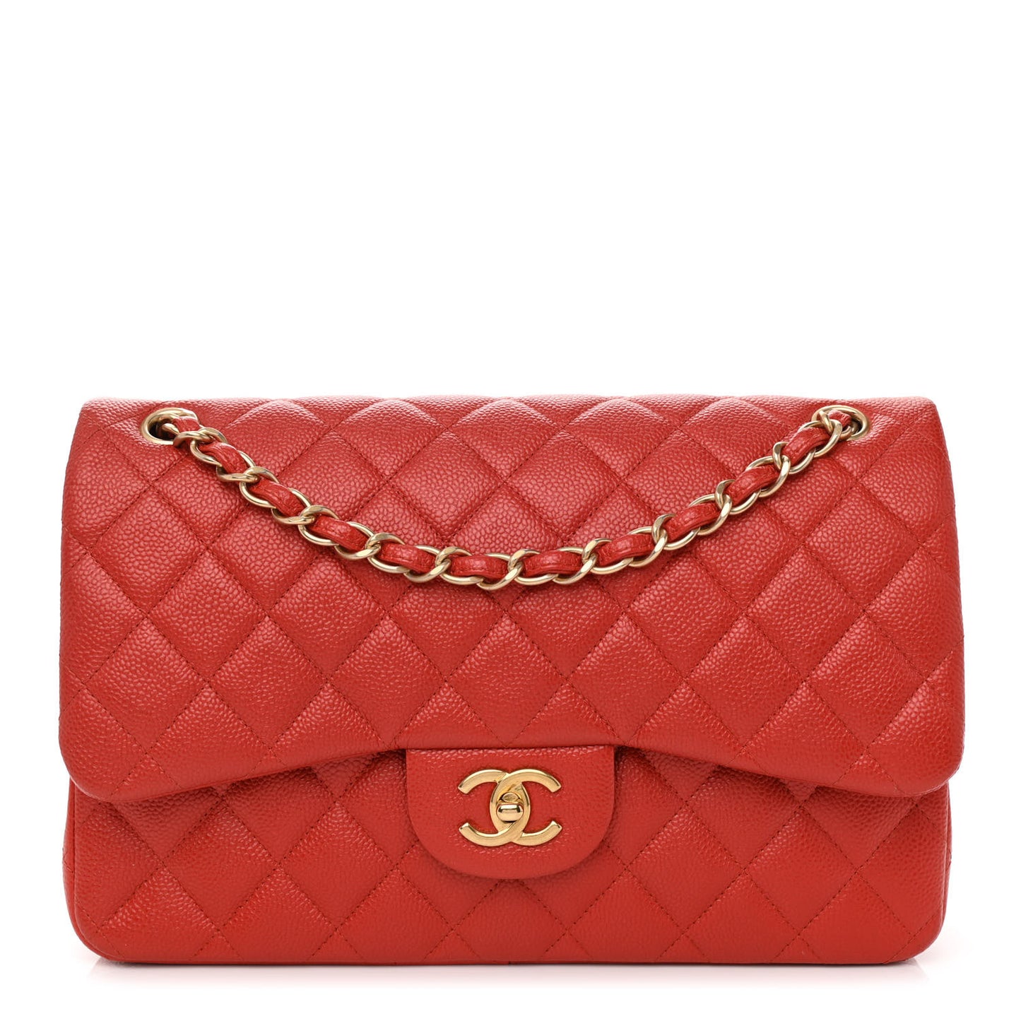 Pearly Caviar Quilted Jumbo Double Flap Orange