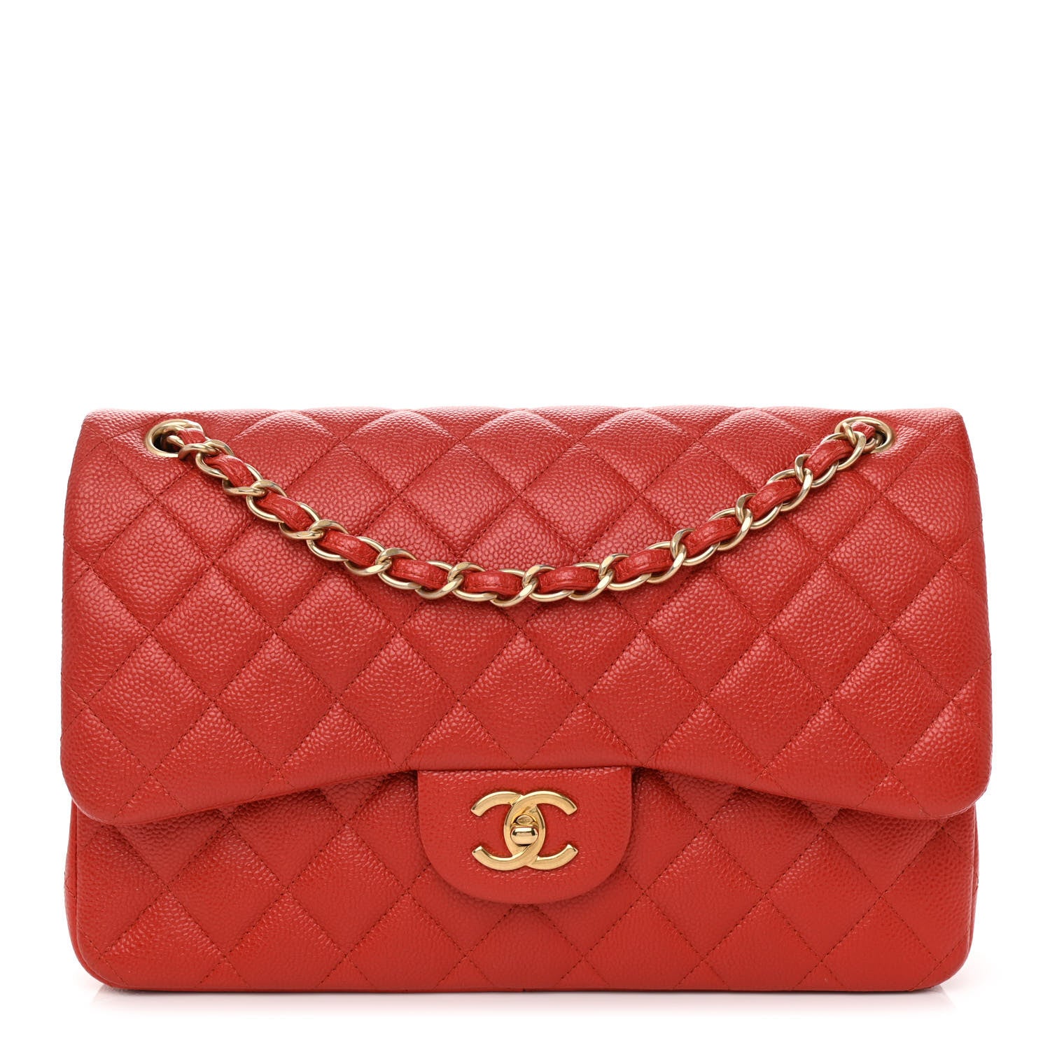 Chanel Pearly Caviar Quilted Jumbo Double Flap Orange 1 of 11