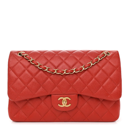 Chanel Pearly Caviar Quilted Jumbo Double Flap Orange 1 of 11