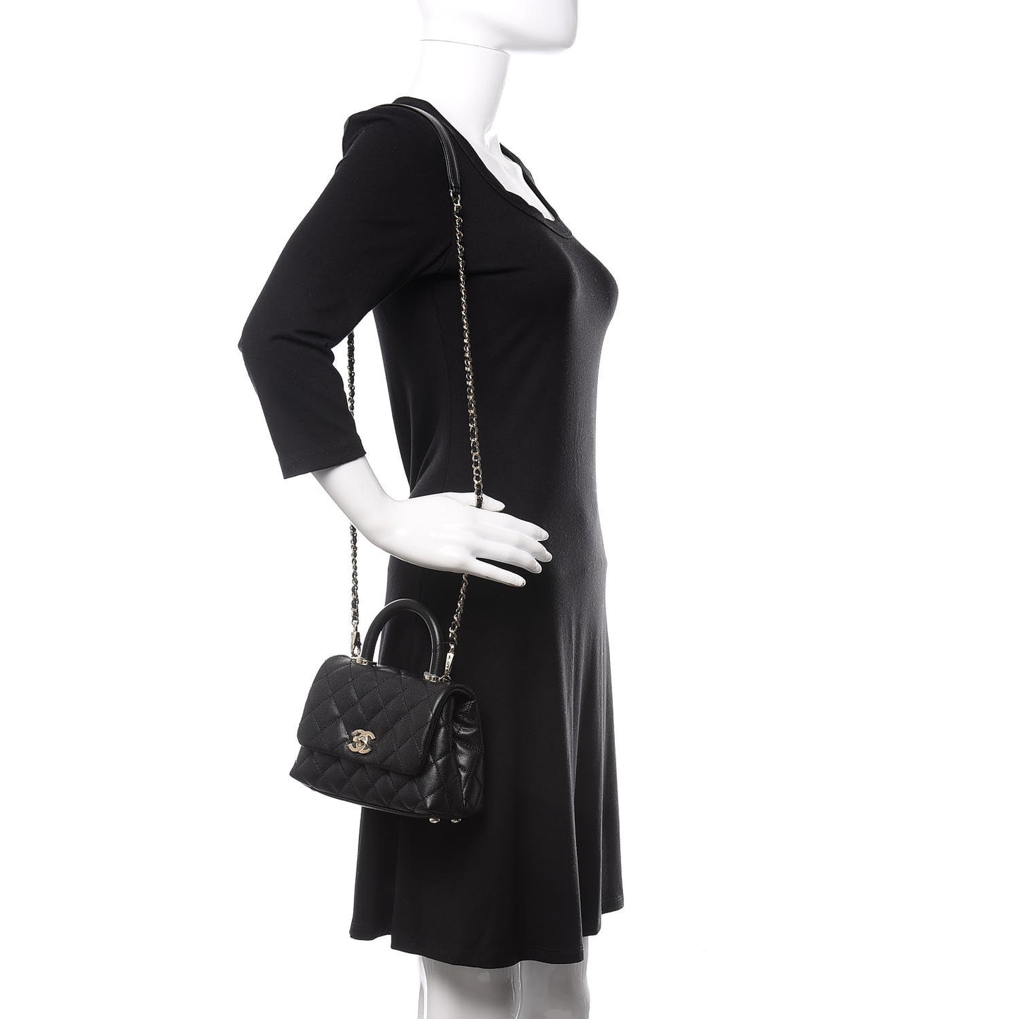 Caviar Quilted Extra Mini Coco Handle Flap Black