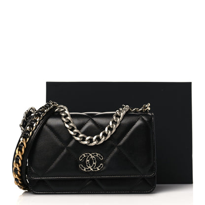 Chanel Lambskin Quilted Chanel 19 Wallet On Chain WOC Black 10 of 10