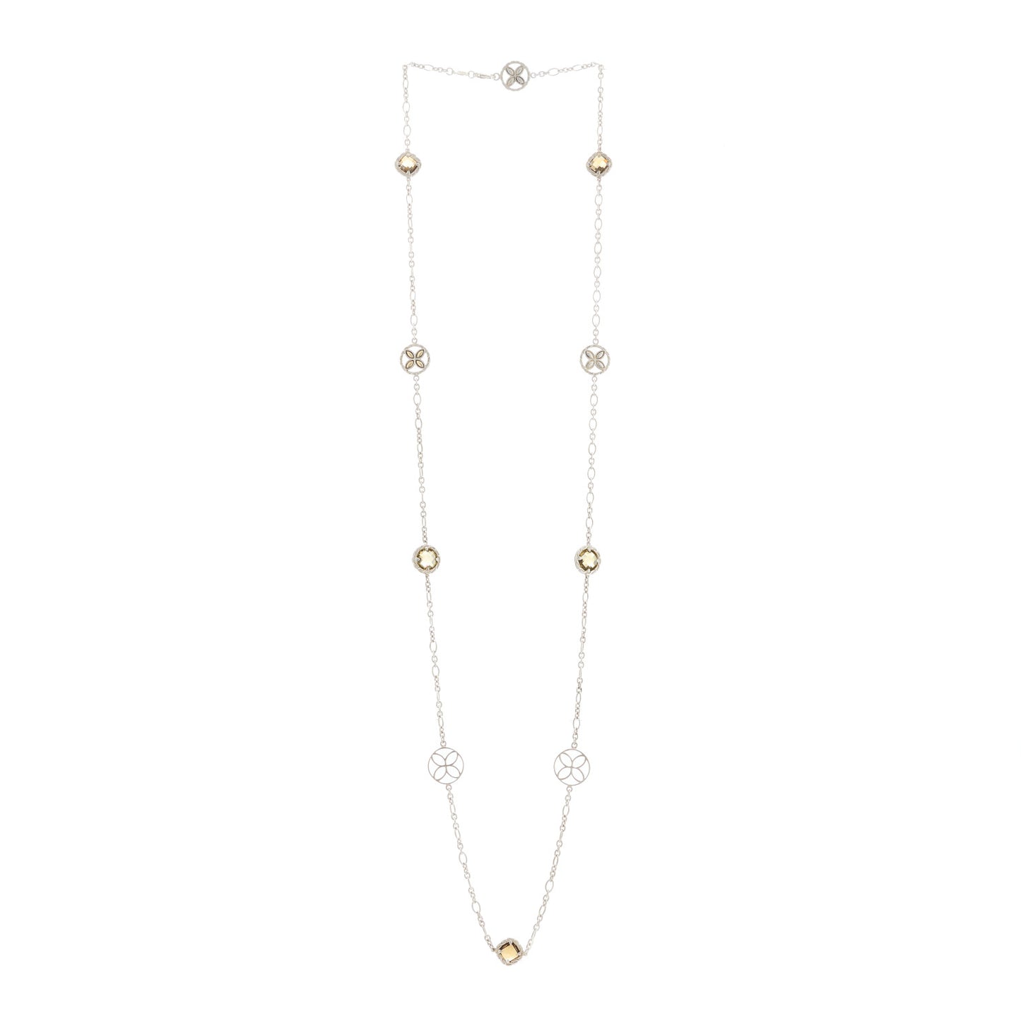 Sterling Silver 18K Yellow Gold Citrine Batu Kawung Station Necklace