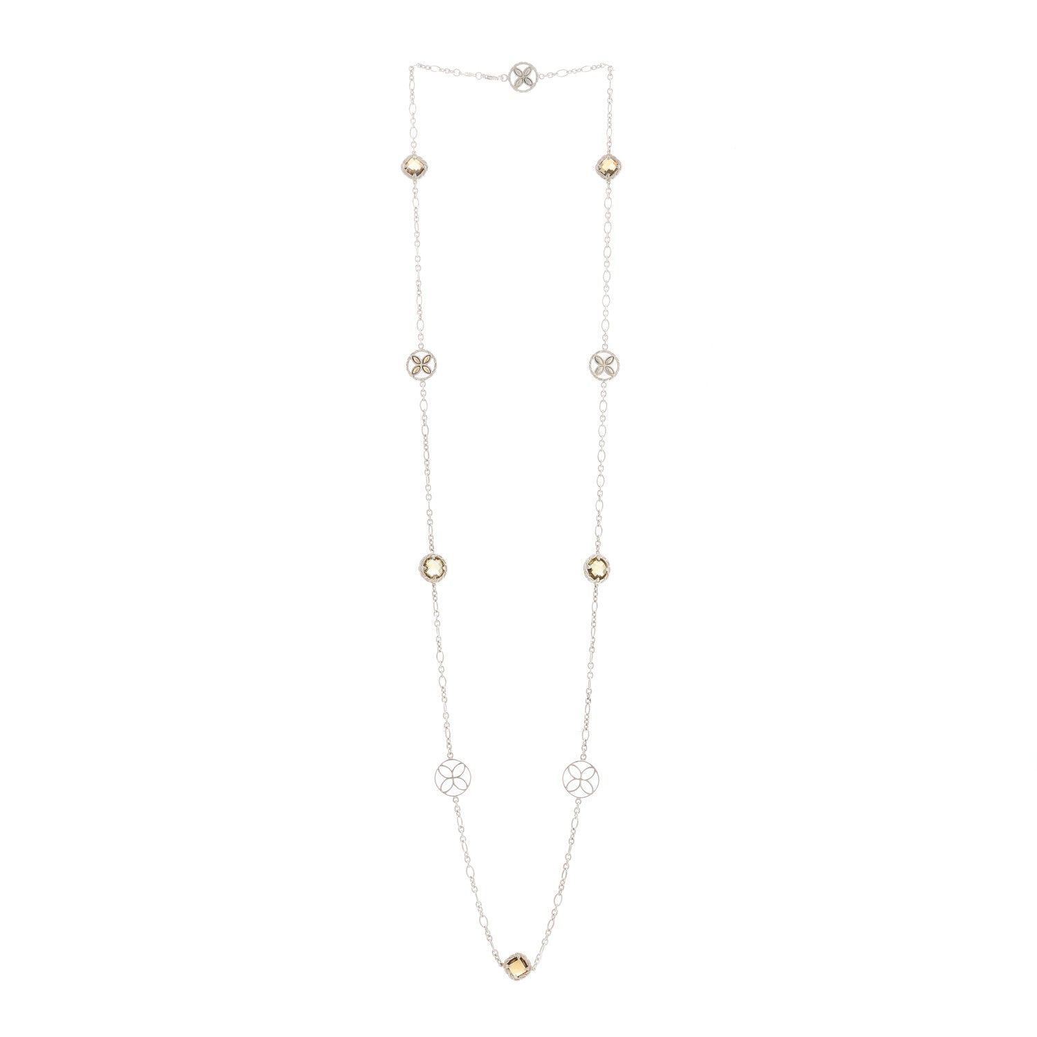 John Hardy Sterling Silver 18K Yellow Gold Citrine Batu Kawung Station Necklace 2 of 4