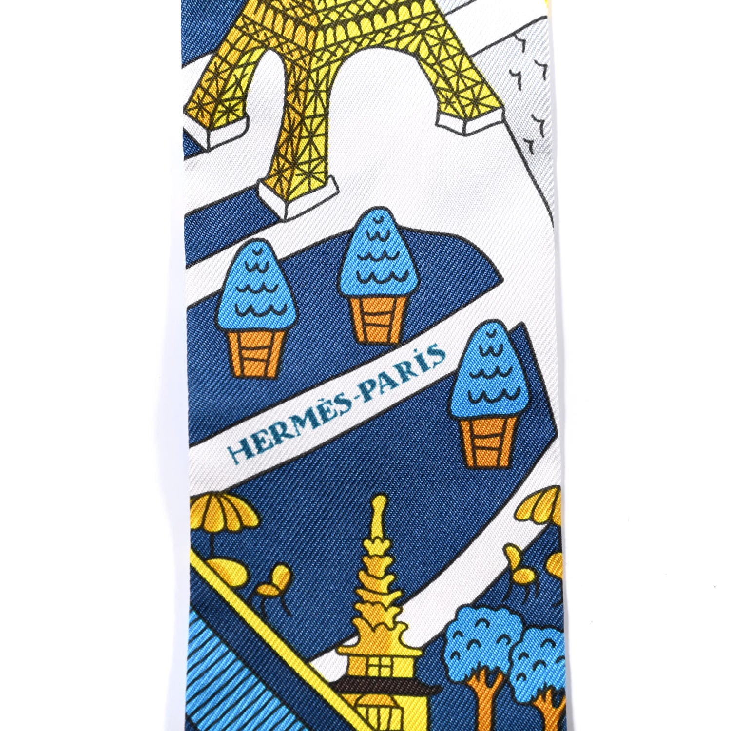 Hermes Silk Les Nouveaux Amoureux Twilly Bleu Moyen White 4 of 4