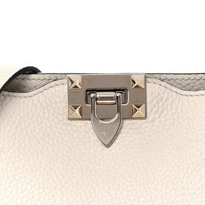 Valentino Garavani Pebbled Calfskin Mini Rockstud Flip-Lock Messenger Bag Light Ivory 8 of 13