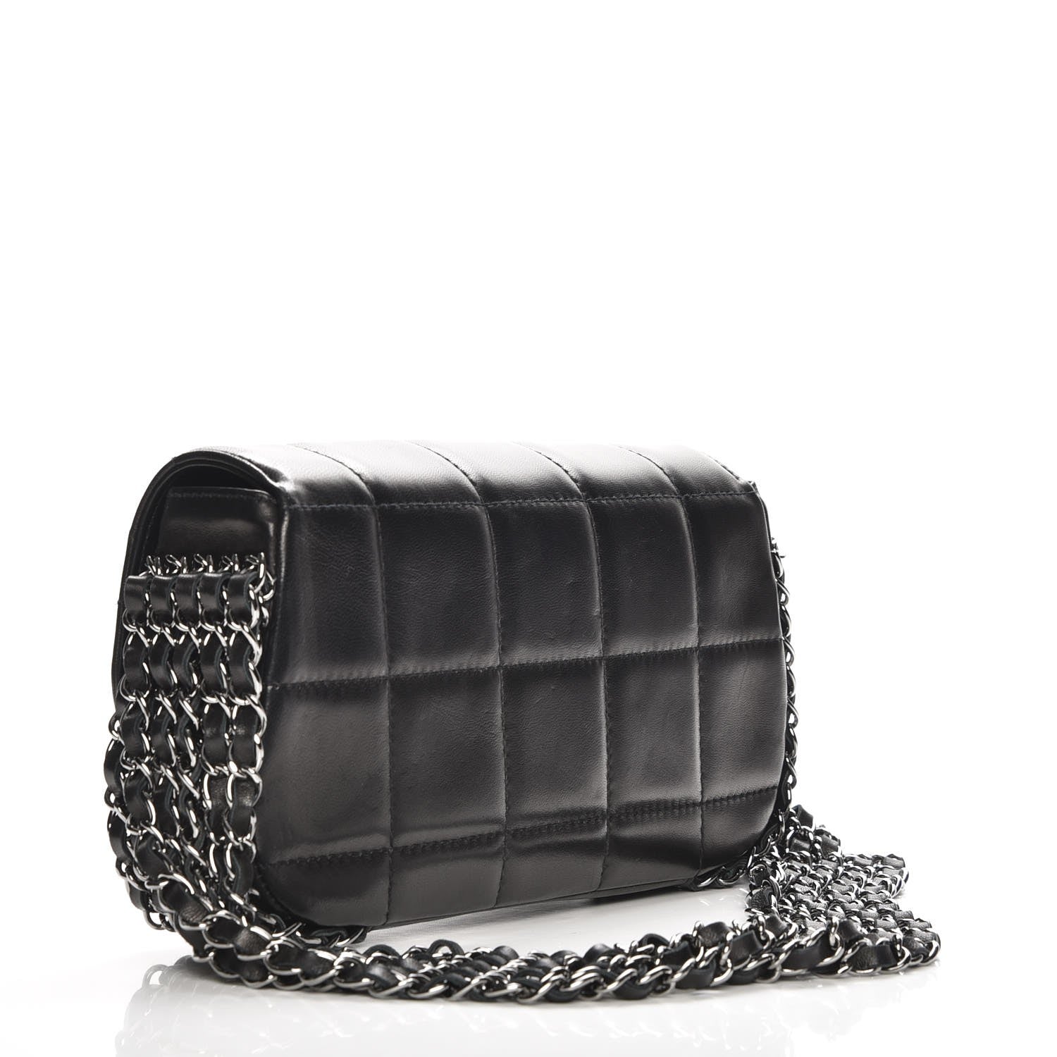 Chanel Chocolate Bar Quilted Lambskin 5 Chain Flap Black 3 of 8