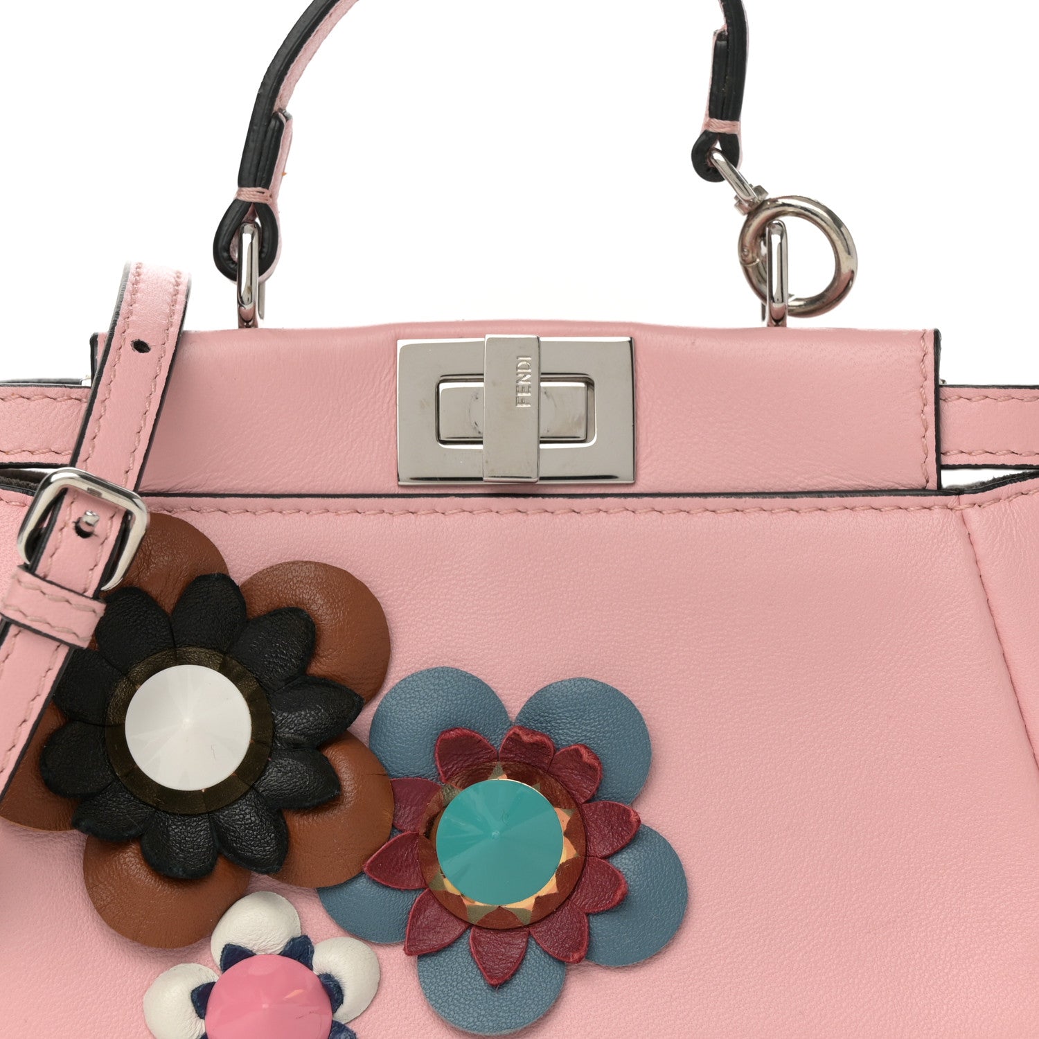 Fendi Nappa Flowerland Micro Peekaboo Iconic Satchel Bubblegum Multicolor 9 of 11