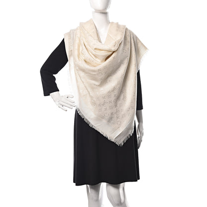 Louis Vuitton Silk Lurex Wool Monogram Shine Shawl White 2 of 5