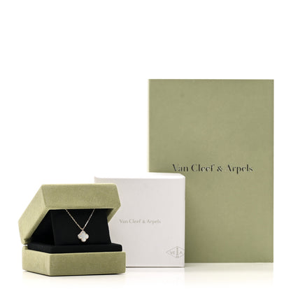 Van Cleef & Arpels 18K Yellow Gold Mother of Pearl Sweet Alhambra Pendant Necklace 6 of 6