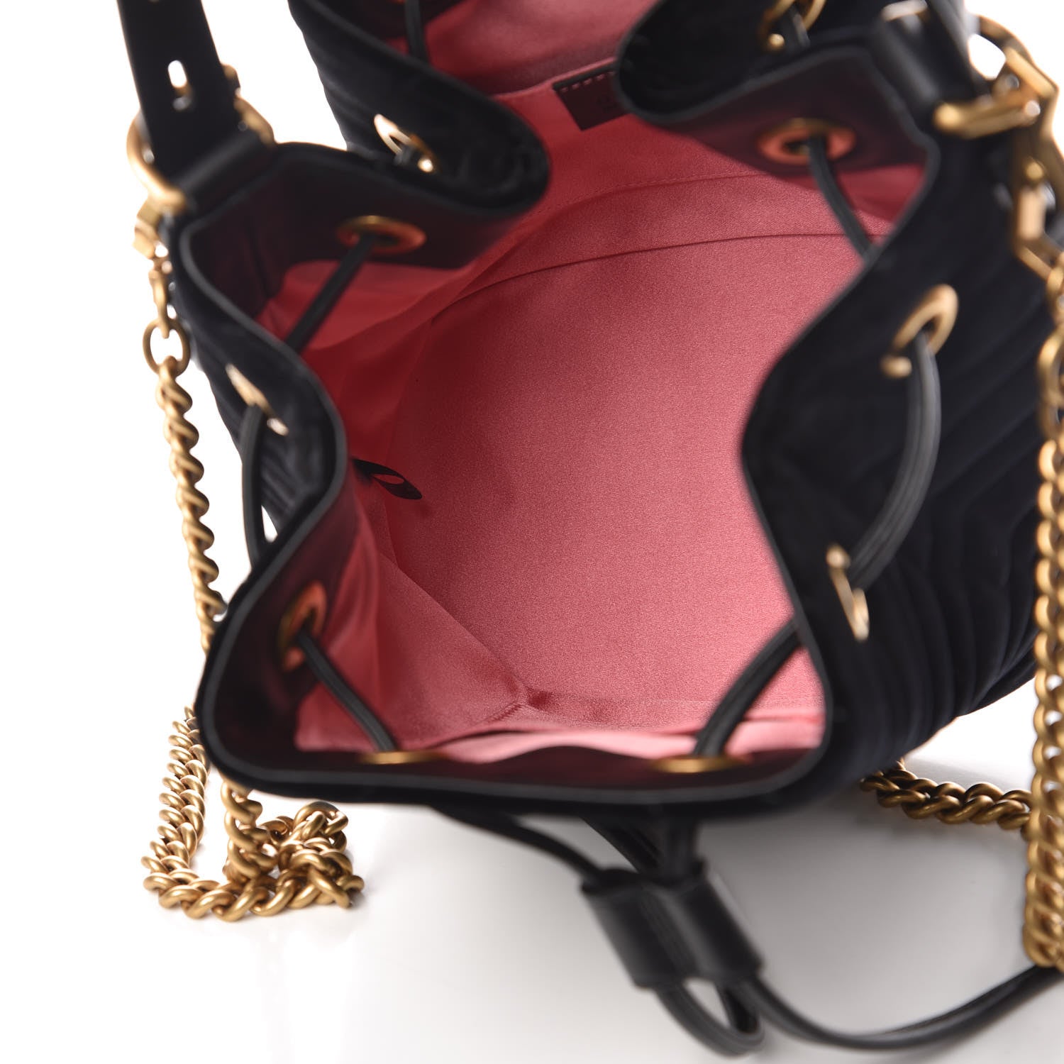 Gucci Velvet Matelasse GG Marmont Bucket Bag Black 5 of 11