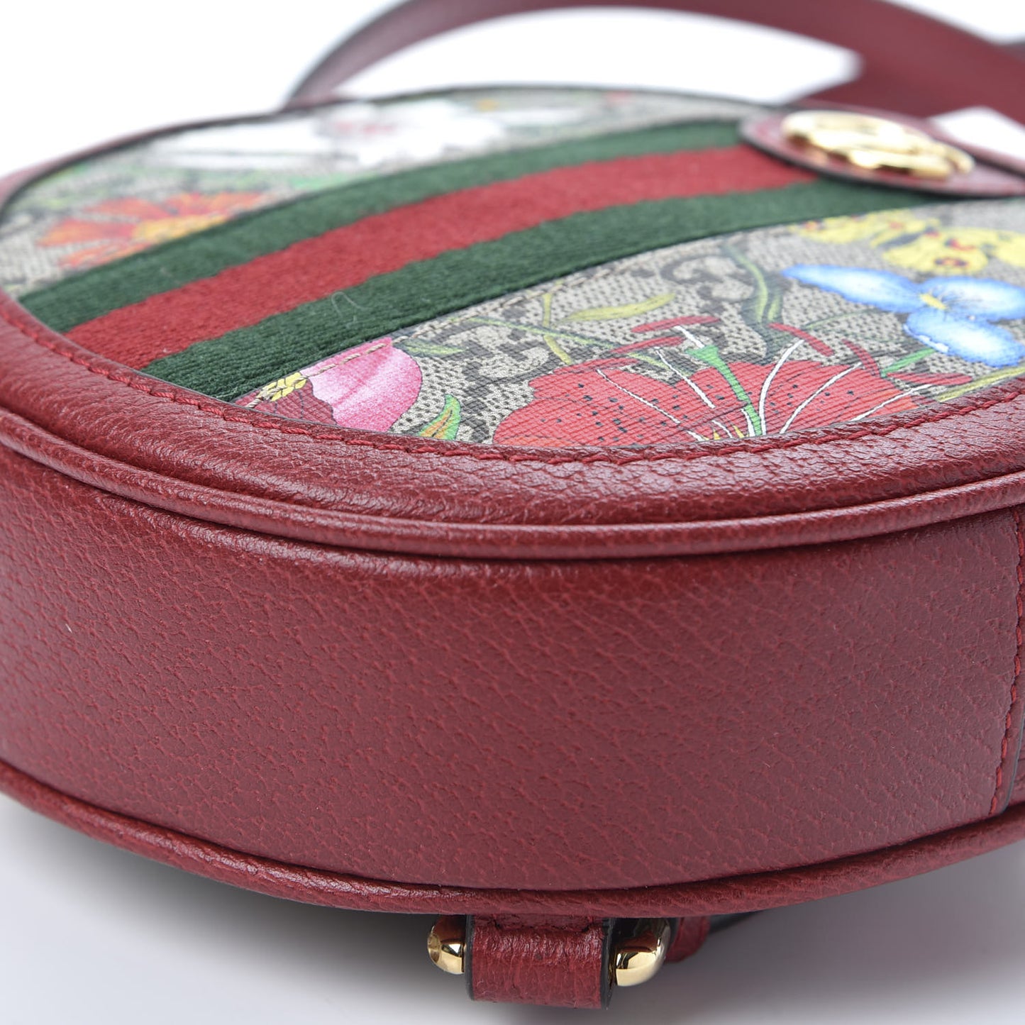 GG Supreme Monogram Web Flora Mini Ophidia Round Backpack Red
