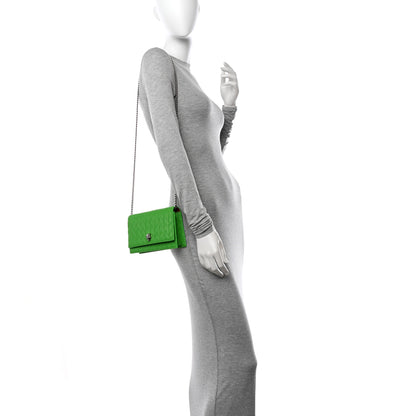 Alexander McQueen Lambskin Pleated Skull Small Chain Crossbody Bag Acid Green 3 of 10