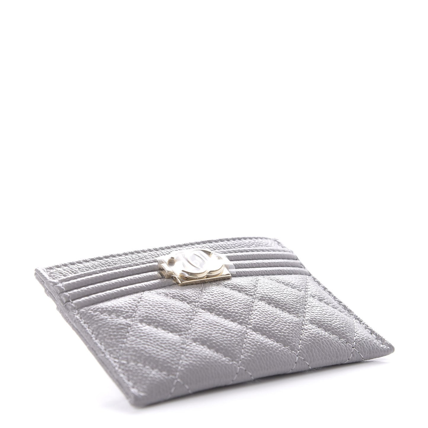 Caviar Quilted Boy Card Holder Grey