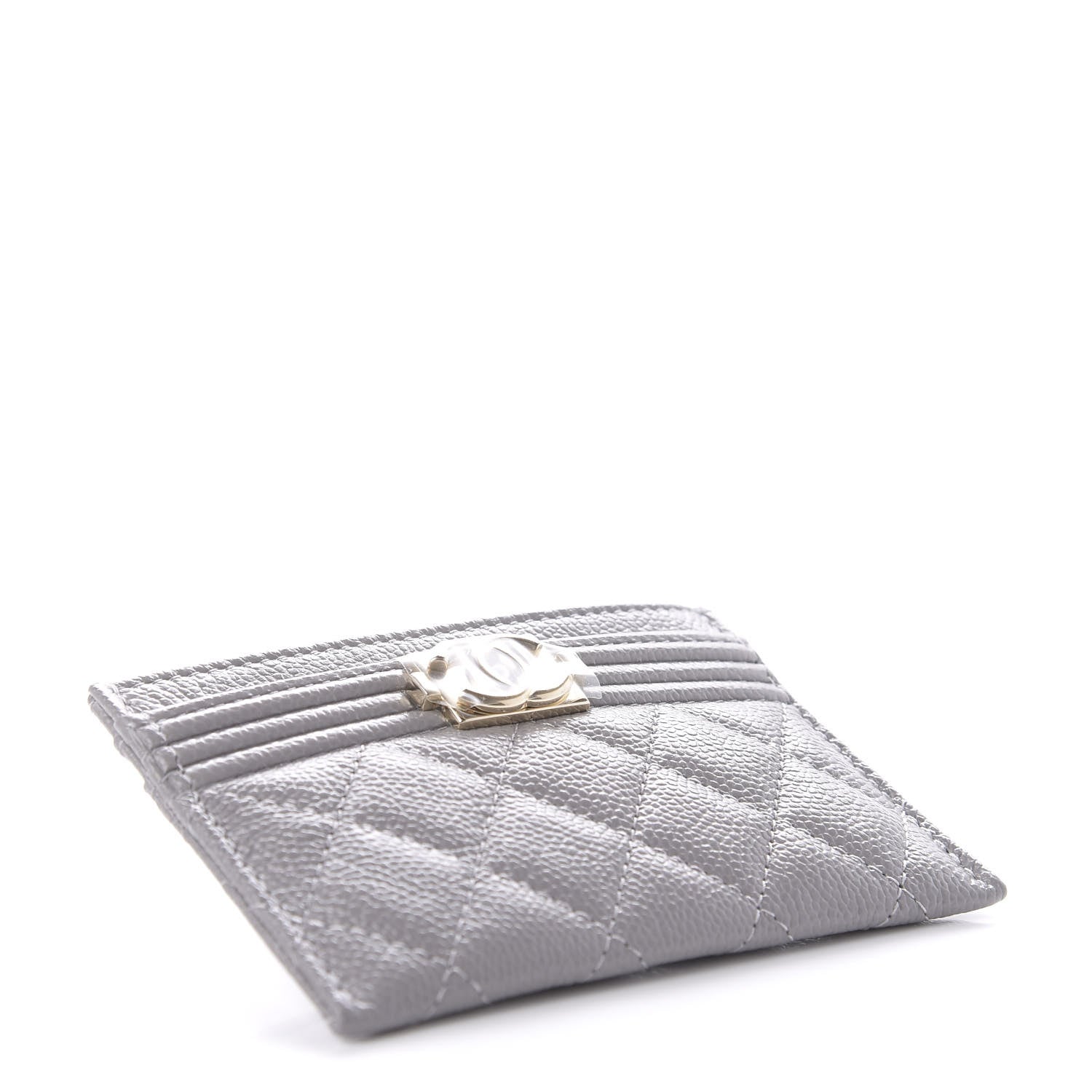 Chanel Caviar Quilted Boy Card Holder Grey 4 of 8