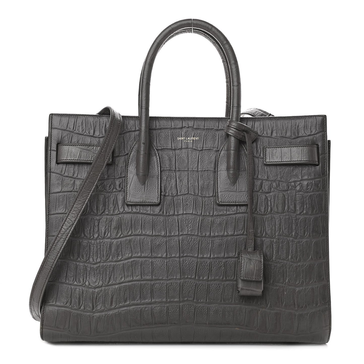 Calfskin Crocodile Embossed Small Sac De Jour Fog