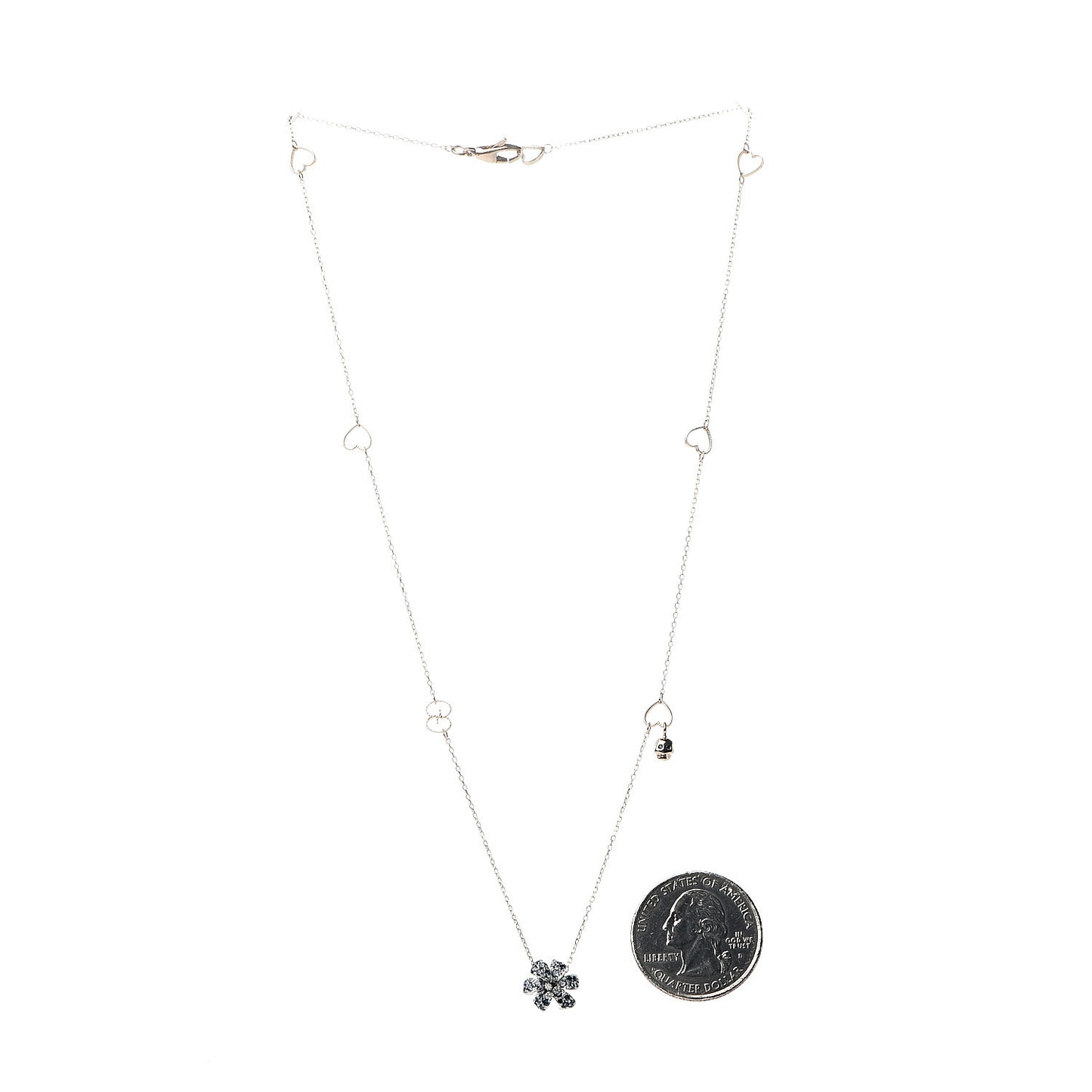 18K Rose Gold Diamond Blue Sapphire Flower Pendant Necklace