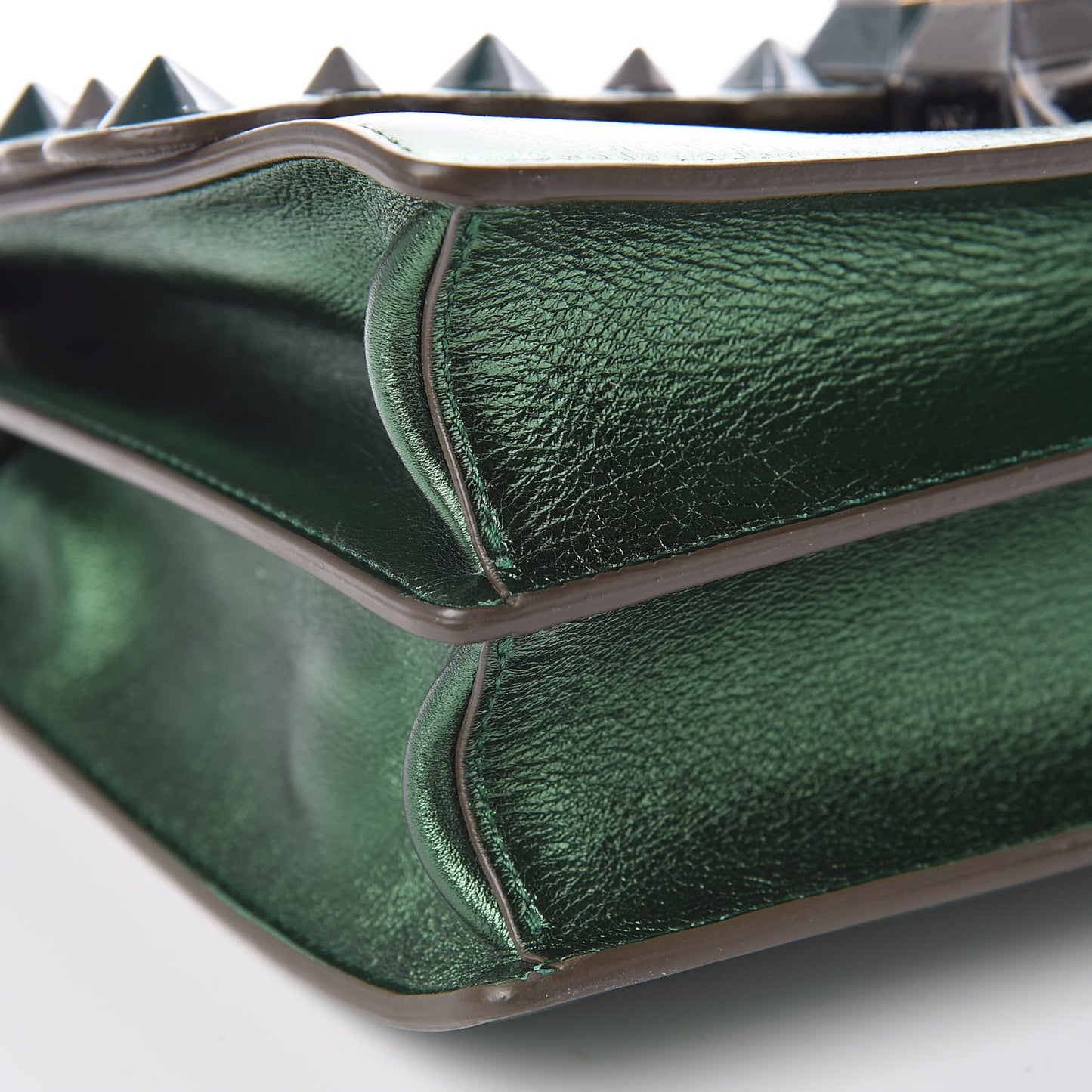 Vitello Catalan Mirror Scalloped Multi Studded Small Kan I Shoulder Bag Green