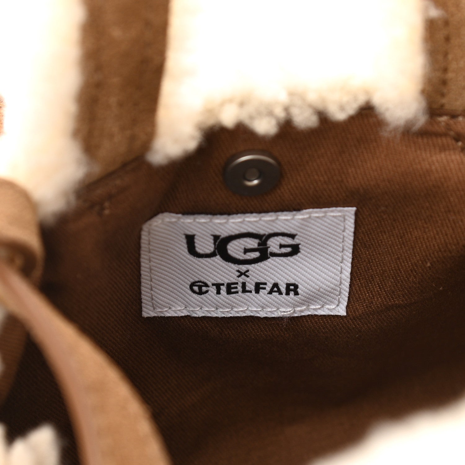 Telfar X UGG Suede Shearling Reverse Small Shopping Bag Natural 6 of 9