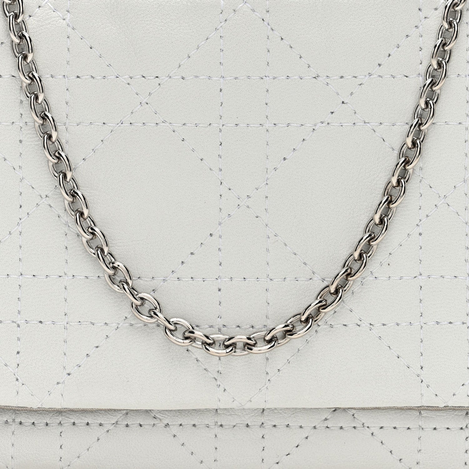 Christian Dior Lambskin Cannage Lady Dior Chain Clutch White 9 of 11