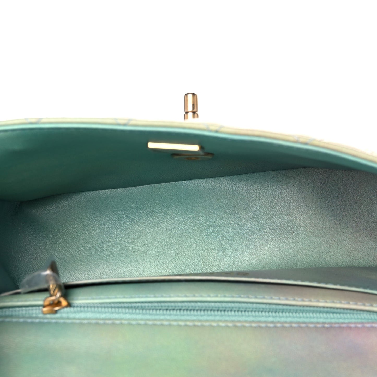 Lambskin Quilted Ombre Mini Top Handle Rectangular Flap Blue Green