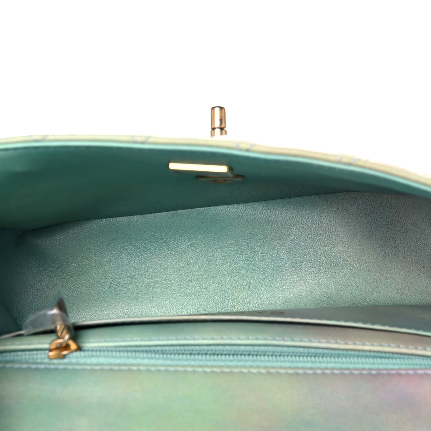 Chanel Lambskin Quilted Ombre Mini Top Handle Rectangular Flap Blue Green 5 of 10