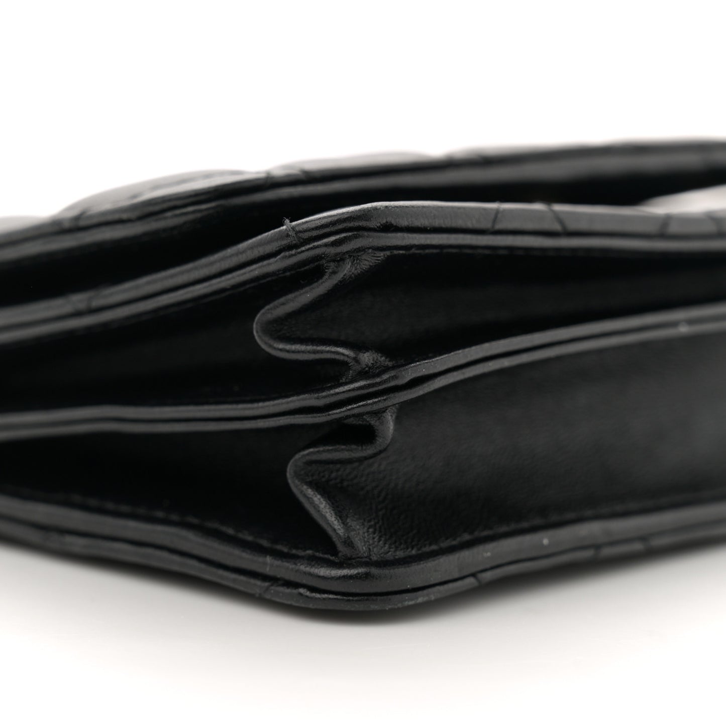 Lambskin Quilted Mini Camellia Bow Wallet On Chain WOC Black